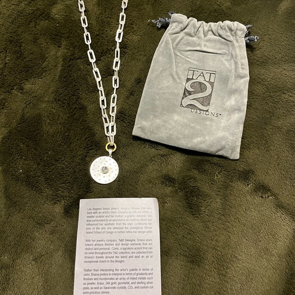 Tat2 Designs brushed silver Rondo link pendant necklace - Picture 7 of 10